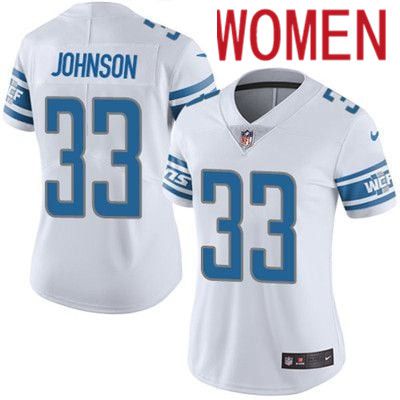 Women Detroit Lions #33 Kerryon Johnson Nike White Game Player NFL Jersey->women nfl jersey->Women Jersey